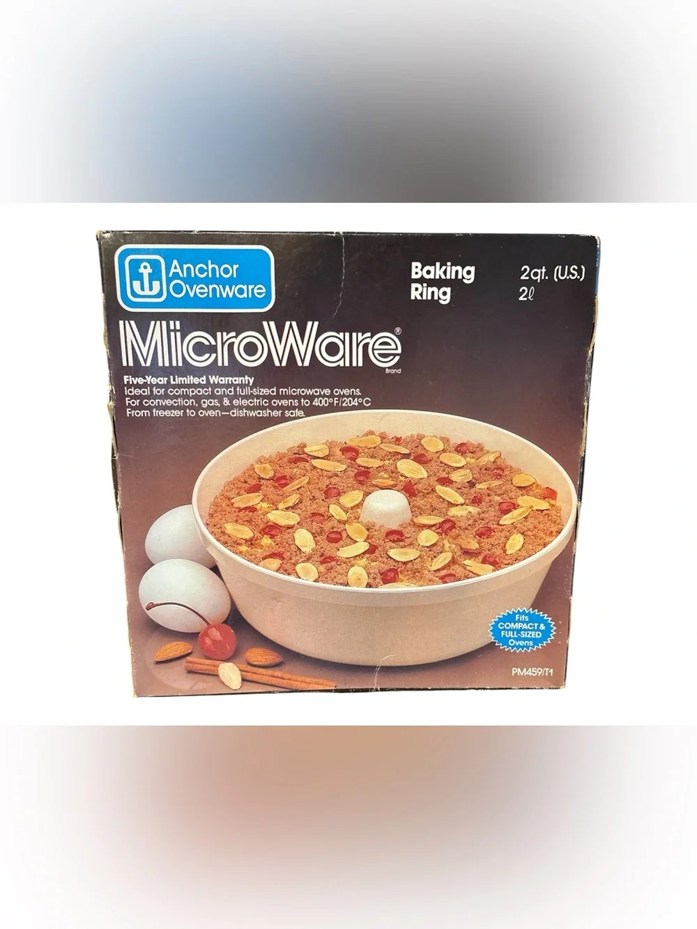Vtg Anchor Hocking Microware Microwave Baking Ring 2.5 Qt. PM 459-T1  Bundt Pan